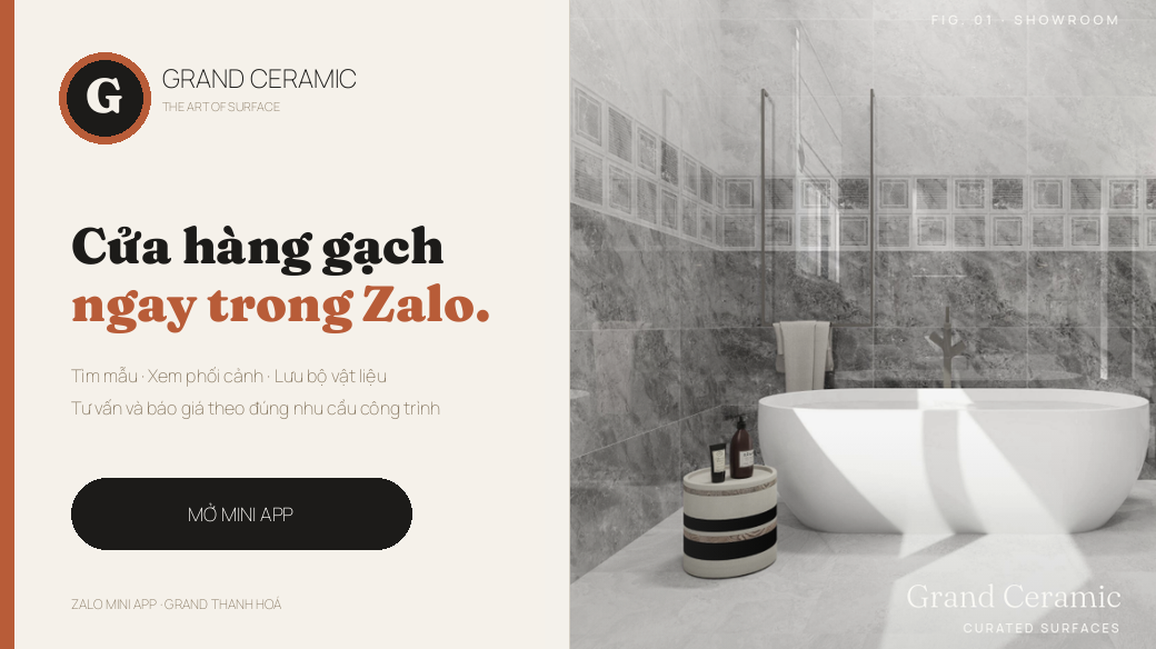 Zalo Mini App Grand Ceramic — cửa hàng gạch ngay trong Zalo